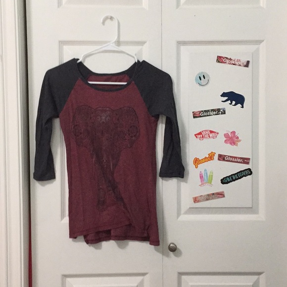 Cute Maroon and Dark Gray Elephant Bohemian Top - Picture 1 of 4